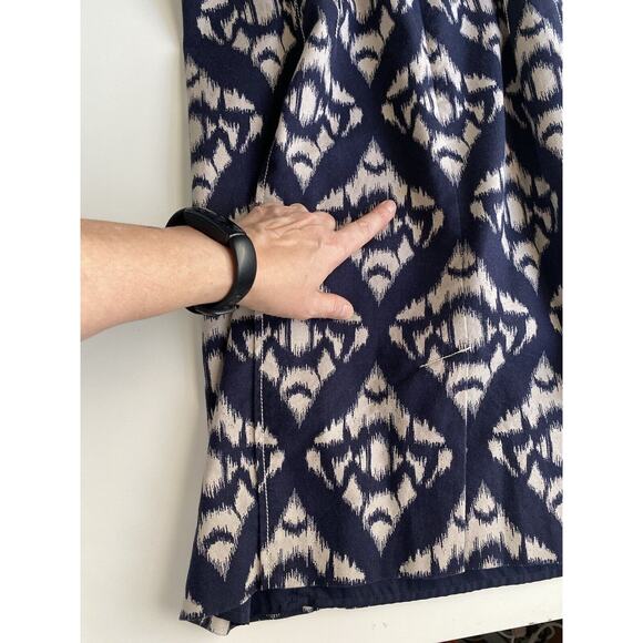 Talbots Dress 10 Navy Blue Ikat Prink Sleeveless Sheath Business Career Wedding - Picture 9 of 9